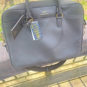 Polo Ralph Lauren Leather Briefcase Bag Classy Brown Commuter Laptop Case $395